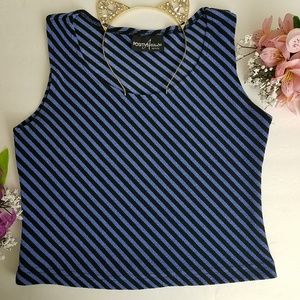 blue / black  strip crop top Size 6 [AC26]